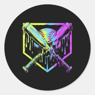 Sticker Rond Débit De Baseball Pour Garçons Ice Cream Drip Jeun