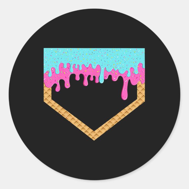 Sticker Rond Débit De Baseball Pour Garçons Ice Cream Drip Yout (Devant)