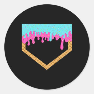 Sticker Rond Débit De Baseball Pour Garçons Ice Cream Drip Yout