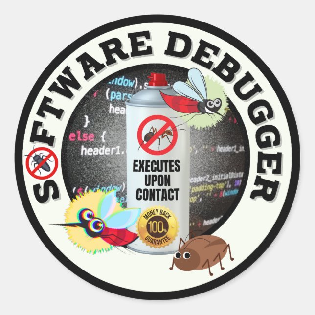 Sticker Rond Débogueur de logiciel (Devant)