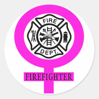 Sticker Rond Décal de pompier féminin