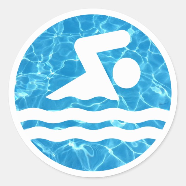 Sticker Rond Décal nageur dans l'eau de la piscine nage et plon (Devant)