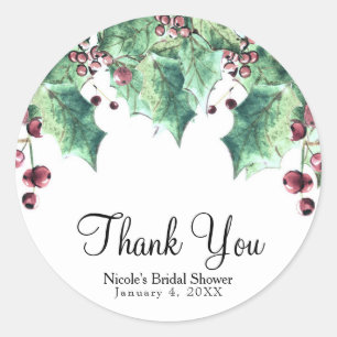 Sticker Rond Décembre Mariage d'hiver Faveur de vacances de hou