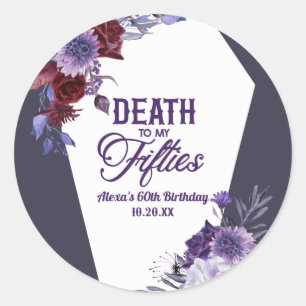 Sticker Rond Décès à mes cinquante Floral 60e Anniversaire