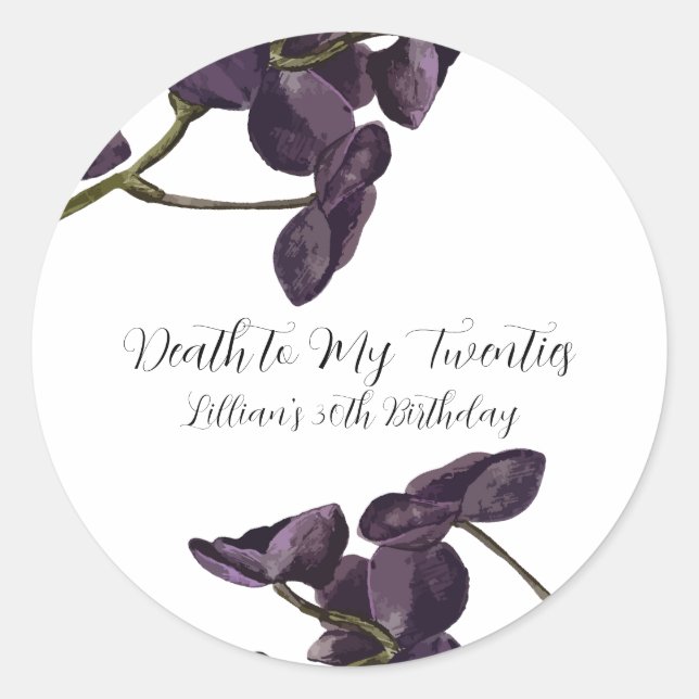 Sticker Rond Décès de la florale noire à la jeunesse (Devant)
