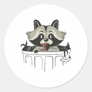 Sticker Rond déchet raccoon