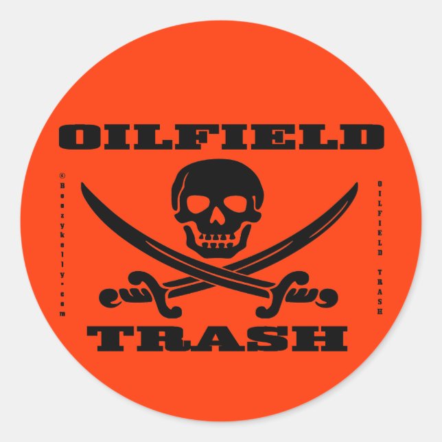 Sticker Rond Déchets de champs de pétrole Dur Décal Casquette,  (Devant)