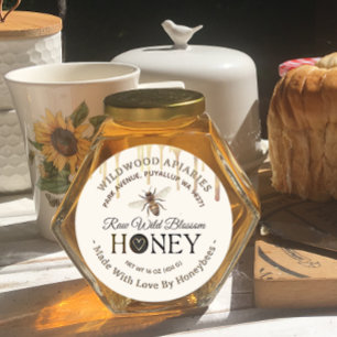 Sticker Rond Déchets de miel et abeille Fabriquée avec amour pa