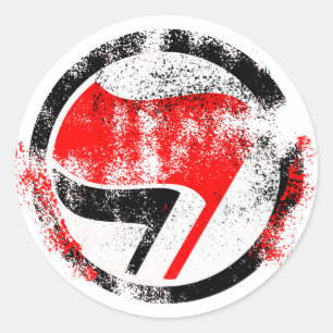 Sticker Rond Déchiré drapeau d'action anti-fasciste