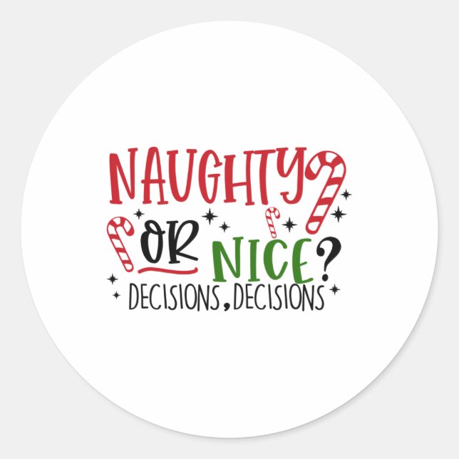 Sticker Rond Décisions Naughty Ou Nice (Devant)