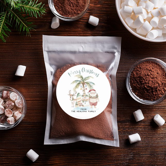 Sticker Rond Deck des palmiers | Fun Tropical Christmas (Créateur téléchargé)