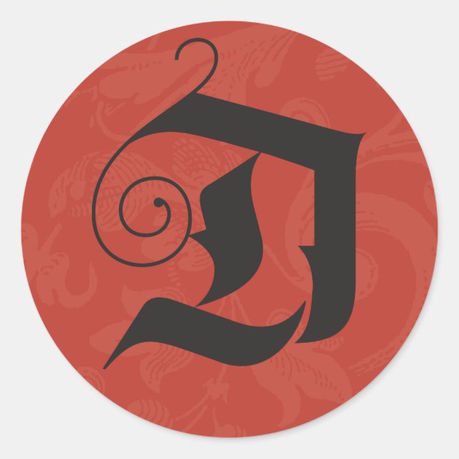 Sticker Rond Deck Halls Monogramme D Calligraphie de Noël (Devant)