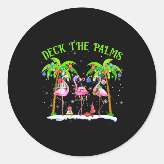 Sticker Rond Deck The Palms Flamingo Trocal Christmas Lights  (Devant)