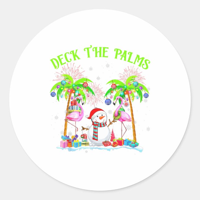 Sticker Rond Deck The Palms Flamingo Trocal Christmas Lights Pa (Devant)