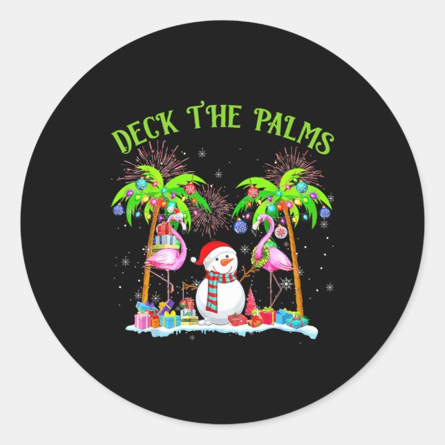 Sticker Rond Deck The Palms Flamingo Trocal Christmas Lights Pa (Devant)