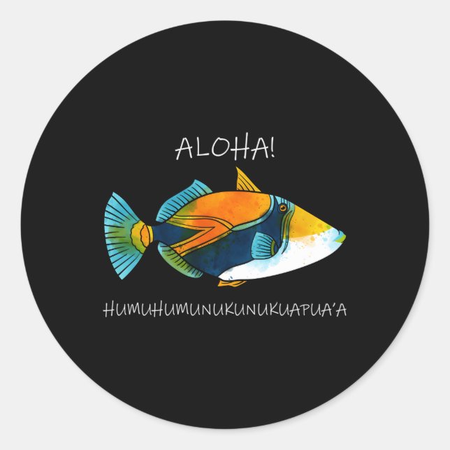 Sticker Rond Déclencheur du récif hawaïen Humuhumunukunukuapua' (Devant)