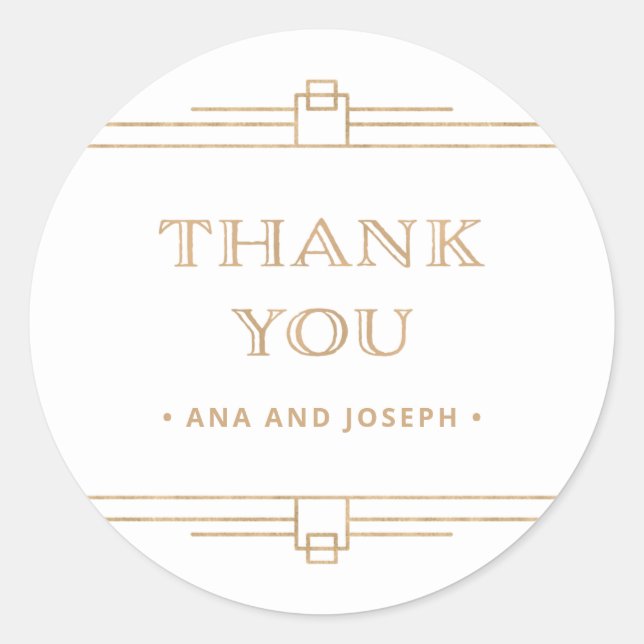 Sticker Rond Déco moderne | Elégant Mariage d'or et blanc Faux (Devant)