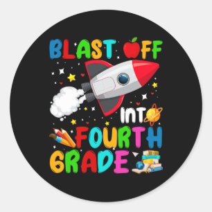 Sticker Rond Décollage en 4e année Fusée Espace Extérieur Rentr