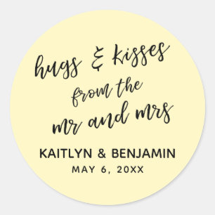 Sticker Rond Décontracté Hugs & Kisses de M. et Mme Yellow