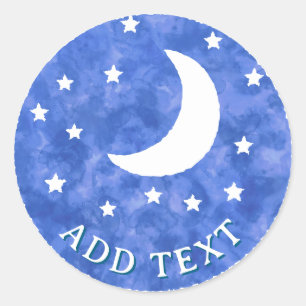 Sticker Rond Décor Aquarelle Moon Stars
