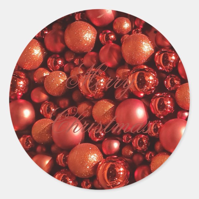 Sticker Rond Décor de Noël Baubles rouges (Devant)
