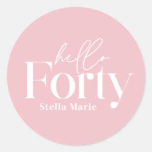 Sticker Rond Décor moderne minimaliste rose girly 40e anniversa