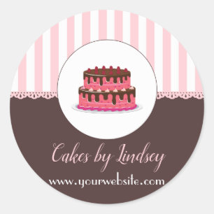 Sticker Rond Décorateur de gâteau PINK boulangerie BROWN CUTE
