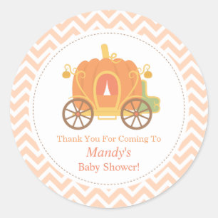 Sticker Rond Décoration de Baby Shower Élégant Carrosse Citroui