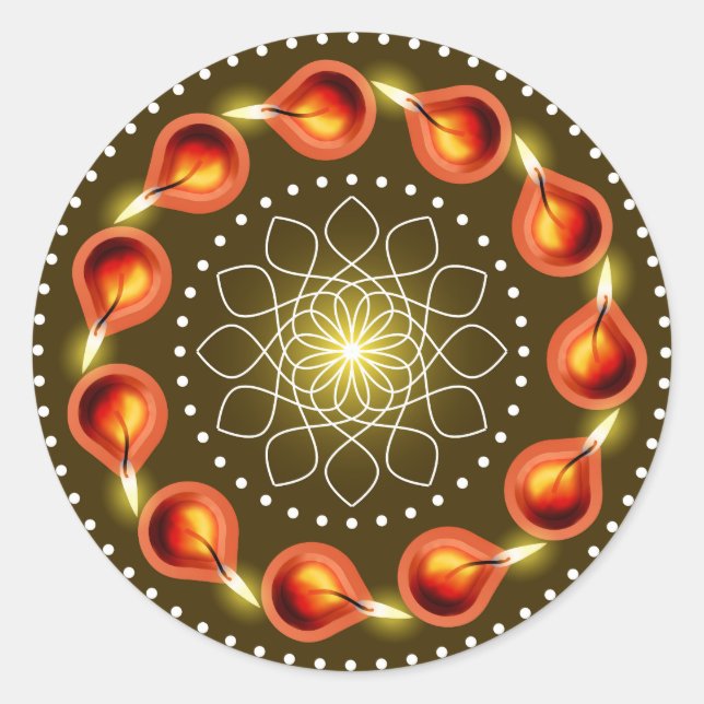 Sticker Rond Décoration de lampes Diwali rondes (Devant)