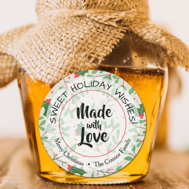 Sticker Rond Décoration de Noël faite avec amour Vacances (Créateur téléchargé)