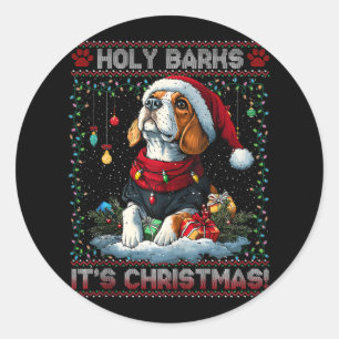 Sticker Rond Décorations d'arbre de Noël beagle Amoureux des ch