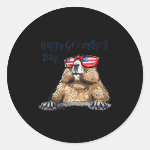 Sticker Rond Décorations drôles de Groundhog Day 2025 Groundhog