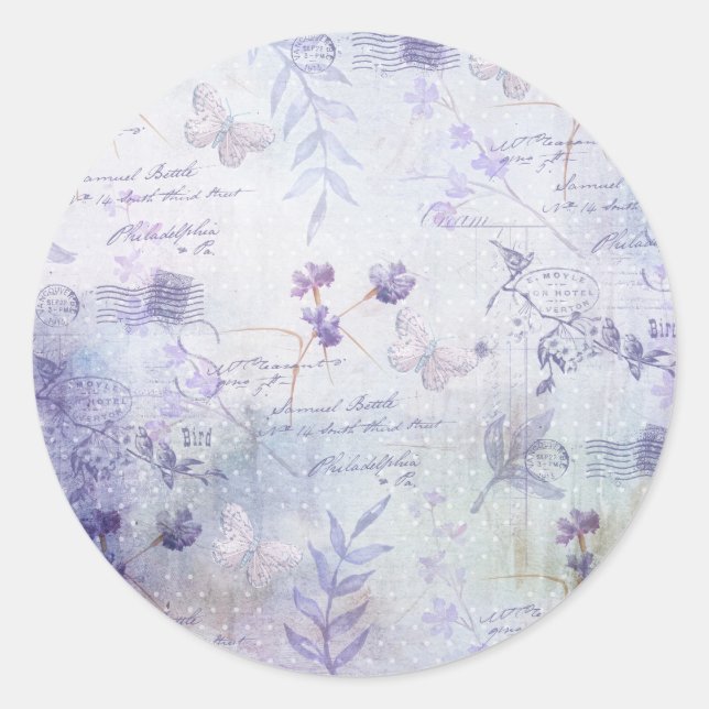 Sticker Rond Découpage des fleurs de lavande (Devant)