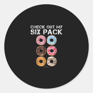 Sticker Rond Découvrez Mon Donut Six Pack - Gymnase Drôle