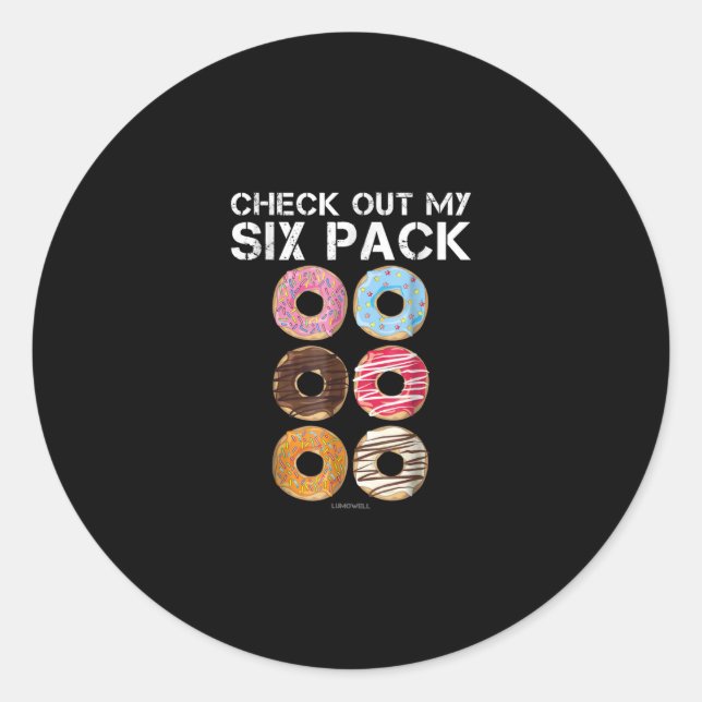 Sticker Rond Découvrez Mon Donut Six Pack - Gymnase Drôle (Devant)