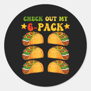 Sticker Rond Découvrez Mon Pack Six Tacos Gym Cinco De Mayo Ret