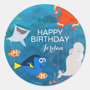 Sticker Rond Découvrir l'anniversaire de Dory