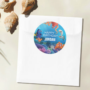 Sticker Rond Découvrir l'anniversaire de Dory