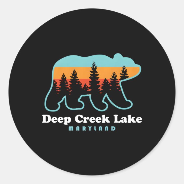 Sticker Rond Deep Creek Lake Maryland Bear Deep Creek Lake (Devant)