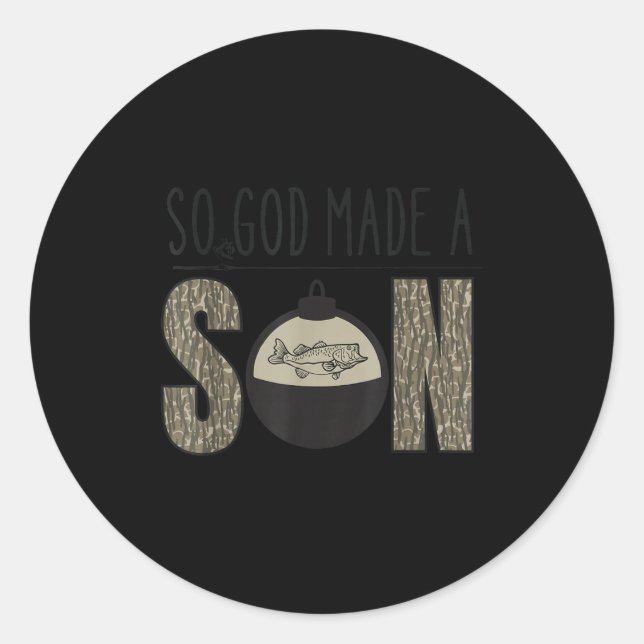 Sticker Rond Deer Duck Fish Hunting Season Christian Son Kids B (Devant)