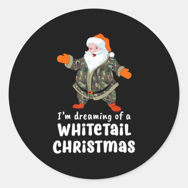 Sticker Rond Deer Hunting Whitetail Christmas Camo Santa  (Devant)