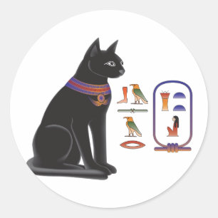 Sticker Rond Déesse Bastet de chat égyptien
