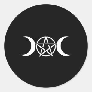 Sticker Rond Déesse de la triple lune Pentacle Pagan Wiccan Occ