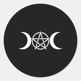 Sticker Rond Déesse de la triple lune Pentacle Pagan Wiccan Occ