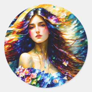 Sticker Rond Déesse du printemps