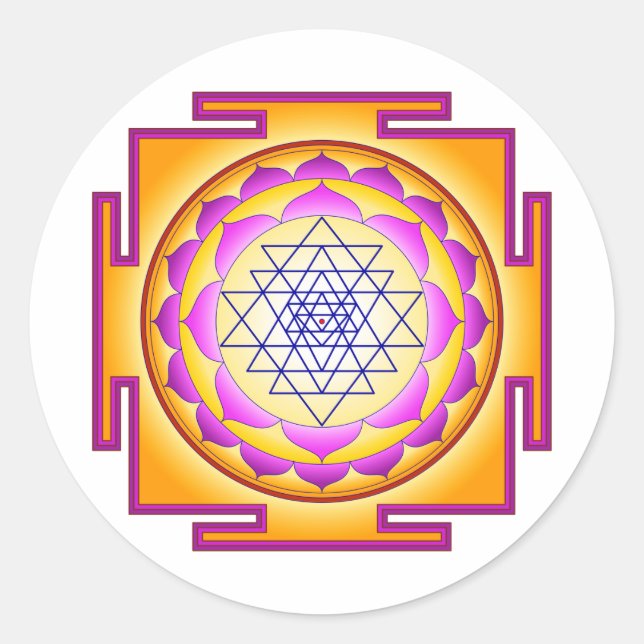 Sticker Rond Déesse Shri Lalitha Tripura Sundari de Sri Chakra (Devant)