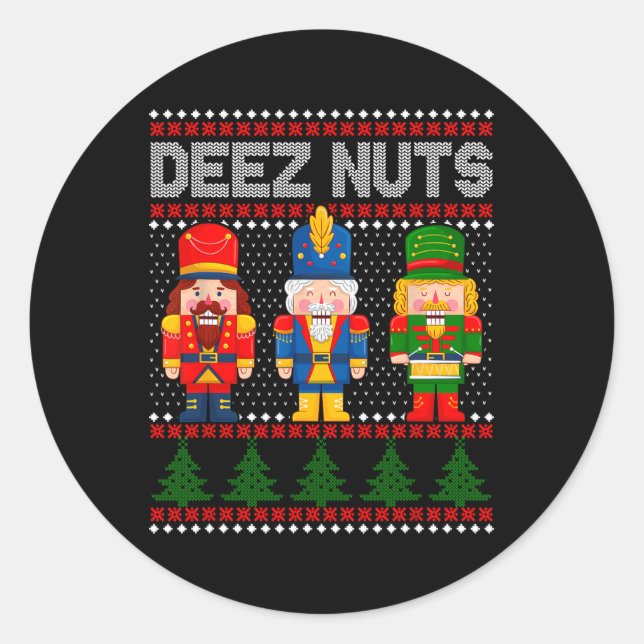 Sticker Rond Deez Nuds Nutcracker Fun Vilain Noël (Devant)