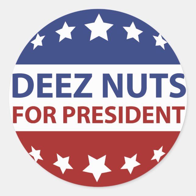 Sticker Rond Deez Nuts Pour Le Président (Devant)