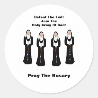 Sticker Rond Defeat the evil...Pray the rosary