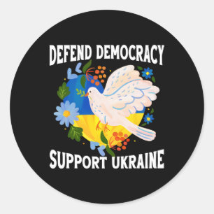 Sticker Rond Défendre la démocratie soutenir l'Ukraine soutenir